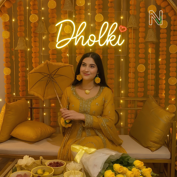 Dholki neon sign