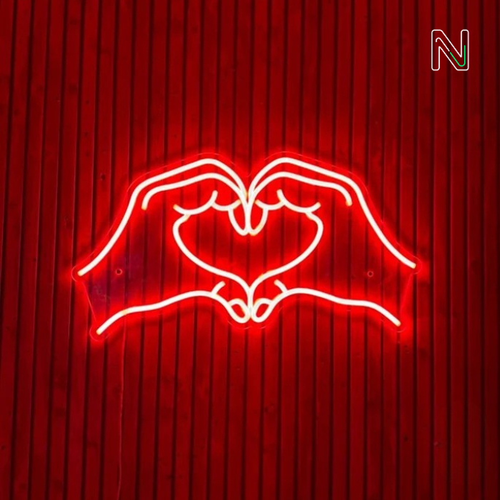 Heart Hands neon sign