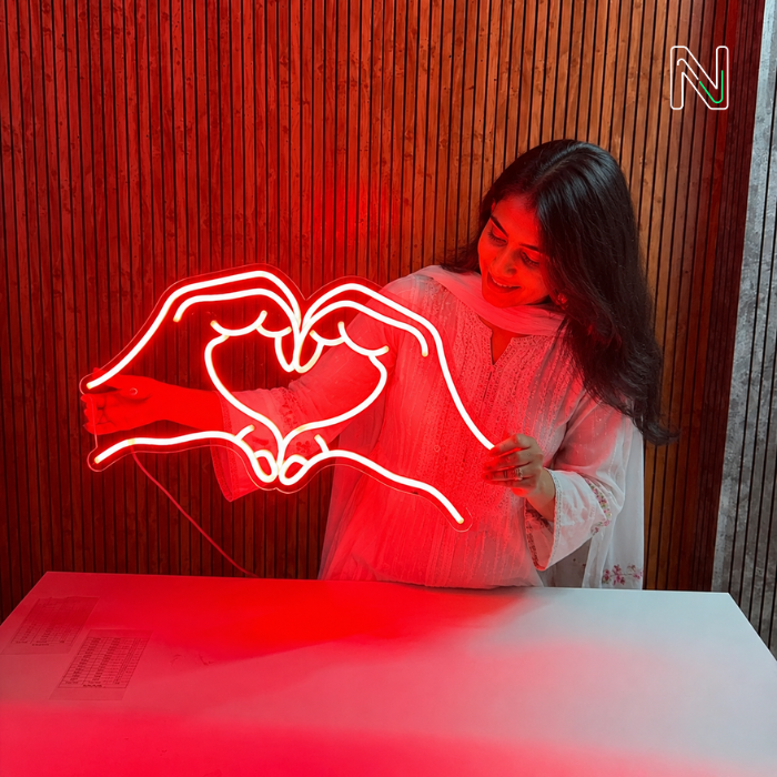 Heart Hands neon sign