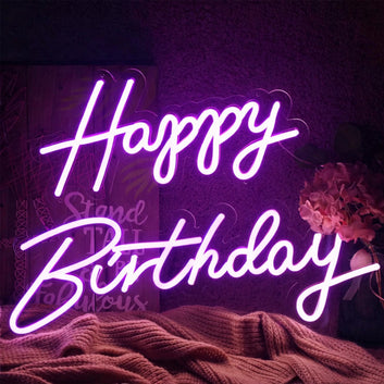 happy birthday neon sign